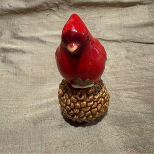 Red Cardinal on Pinecone Base salt and pepper shakers